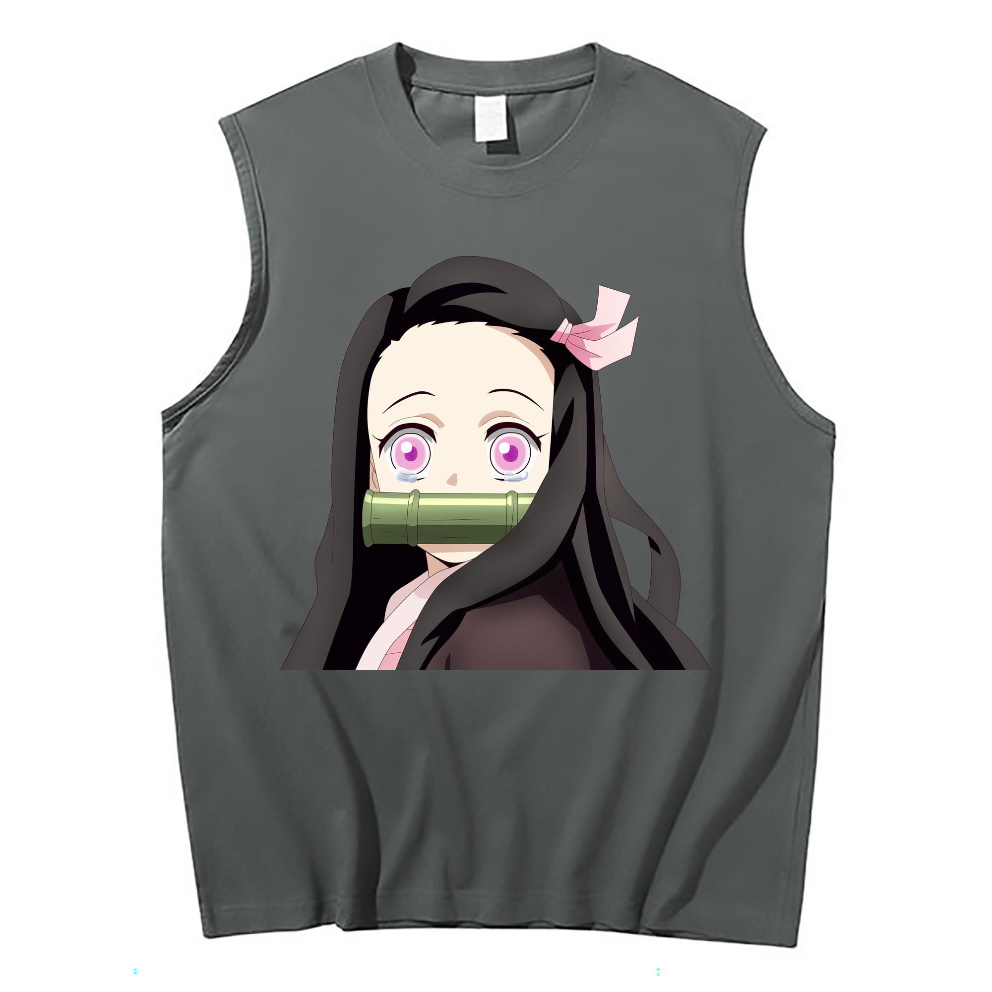 （画像用） 鬼滅の刃（きめつのやいば）竈門 禰󠄀豆子／かまど ねずこ Kamado Nezuko コットン100％タンクトップ（フロントプリント）
